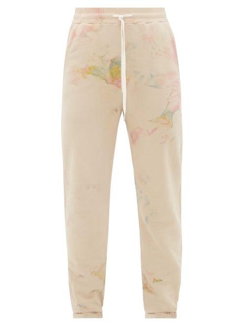 Matchesfashion.com John Elliott - La Marbled Cotton-terry Track Pants - Mens - Beige Multi