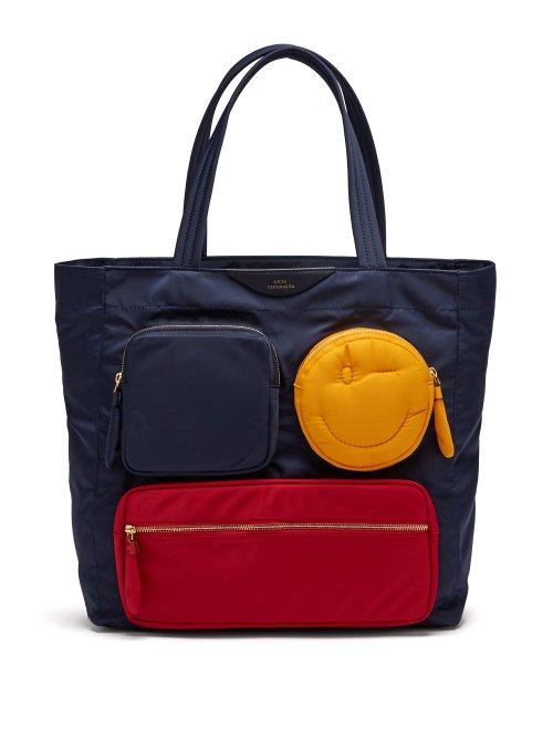 Matchesfashion.com Anya Hindmarch - Chubby Wink Twill Tote Bag - Womens - Navy Multi