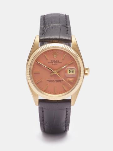 Lizzie Mandler - Vintage Rolex Datejust 36mm 18kt Gold Watch - Mens - Dark Orange