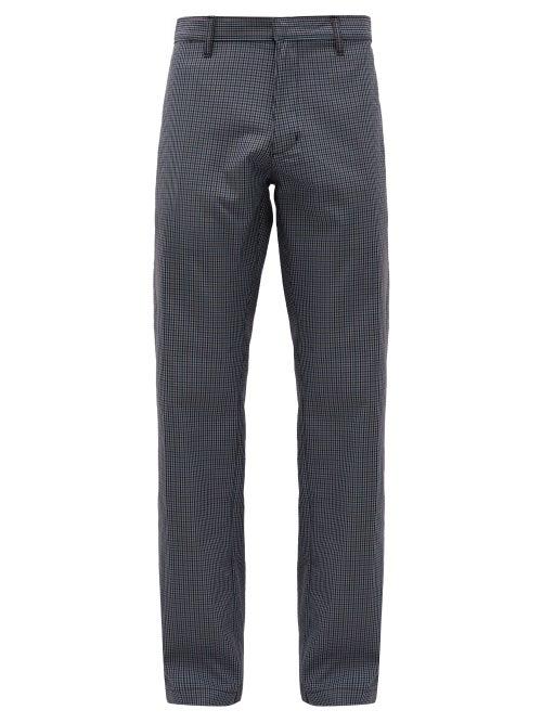 Matchesfashion.com Noon Goons - Crestline Micro Houndstooth-check Cotton Trousers - Mens - Navy