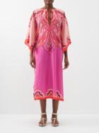 Etro - Paisley-print Cotton-blend Kaftan - Womens - Pink Multi