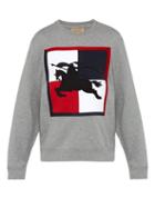 Matchesfashion.com Burberry - Logo Embroidered Cotton Sweatshirt - Mens - Grey