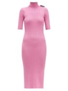 Matchesfashion.com Balenciaga - Stretch Knit High Neck Dress - Womens - Pink