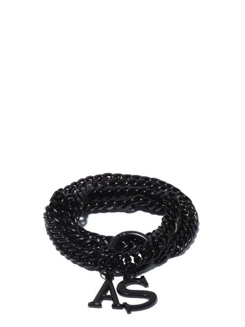 Matchesfashion.com Art School - Logo-charm Wheat-chain Bracelet - Womens - Black