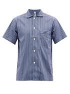 Tekla - Striped Organic-cotton Poplin Pyjama Shirt - Mens - Blue Stripe