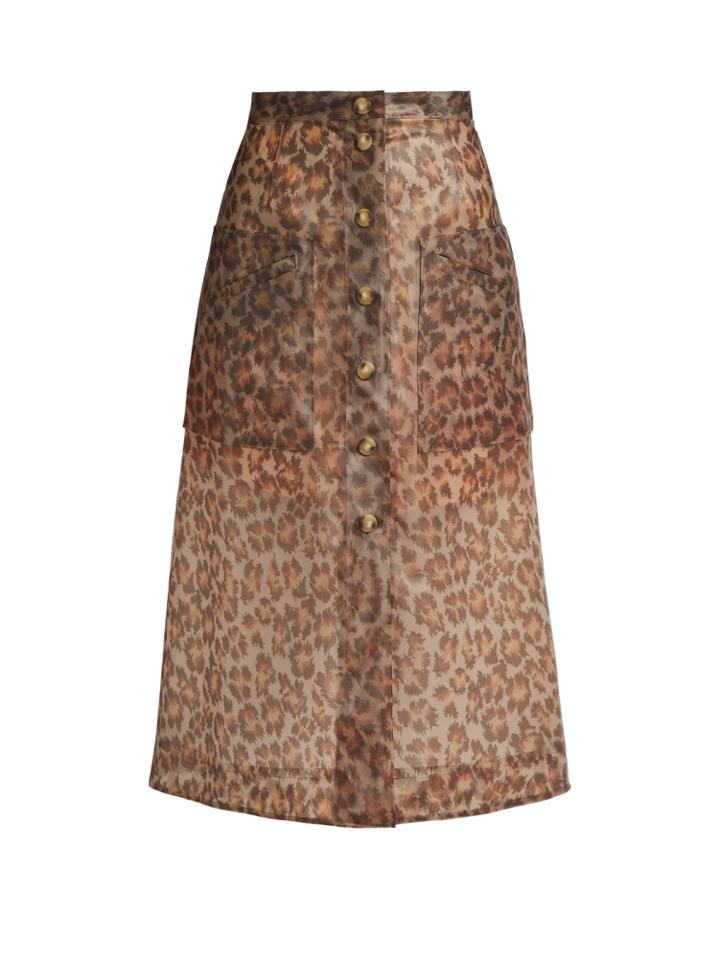 Christopher Kane Leopard-print Frosted Rubberised Midi Skirt