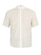 Matchesfashion.com Saint Laurent - Raw Edged Striped Cotton Shirt - Mens - Cream