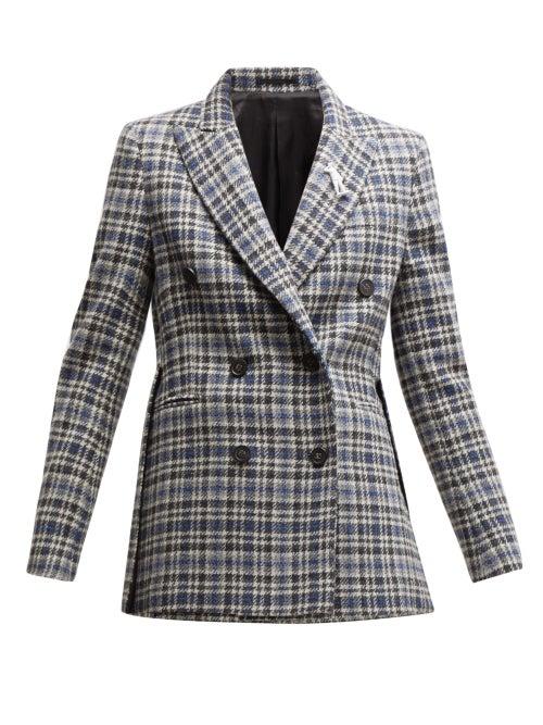 Matchesfashion.com Golden Goose - Checked Double Breasted Tweed Blazer - Womens - Blue Multi