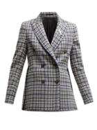 Matchesfashion.com Golden Goose - Checked Double Breasted Tweed Blazer - Womens - Blue Multi