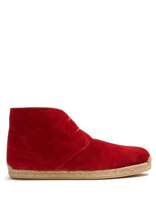 Matchesfashion.com Christian Louboutin - Neocadaques Lace Up Suede Espadrilles - Mens - Red