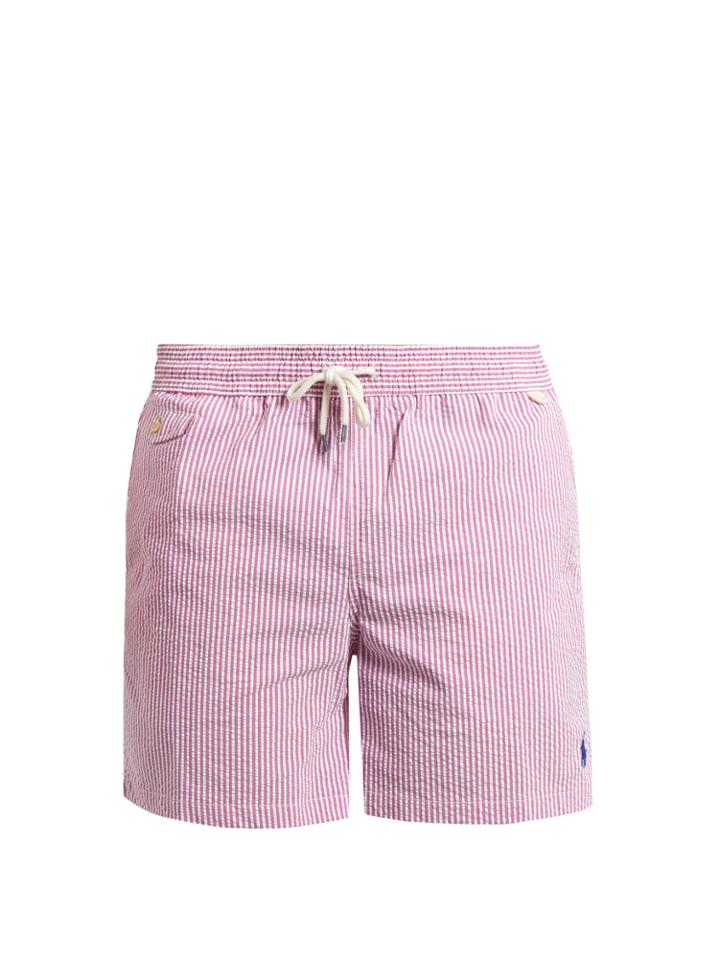 Polo Ralph Lauren Striped Seersucker 5 3/4 Swim Shorts