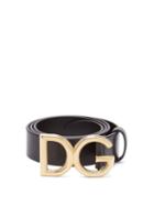 Matchesfashion.com Dolce & Gabbana - Dg Buckle Leather Belt - Mens - Black Gold