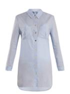 Matchesfashion.com Heidi Klein - St Barths Herringbone Cotton Shirt - Womens - Light Blue