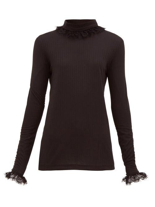Matchesfashion.com Cheval Pampa - Escalda Roll Neck Ribbed Jersey Top - Womens - Black