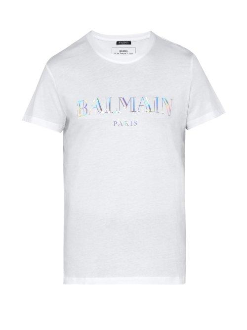 Matchesfashion.com Balmain - Short Sleeve Logo T Shirt - Mens - Multi