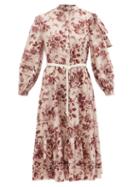 Ale Mais - Heather Floral-print Organic-cotton Voile Dress - Womens - Burgundy Print
