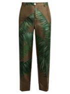 F.r.s - For Restless Sleepers Tartaro Palm-print Cropped Silk-twill Trousers