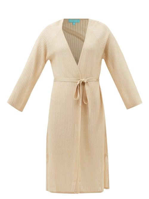 Melissa Odabash - Rosie Belted Ribbed-knit Kaftan - Womens - Gold