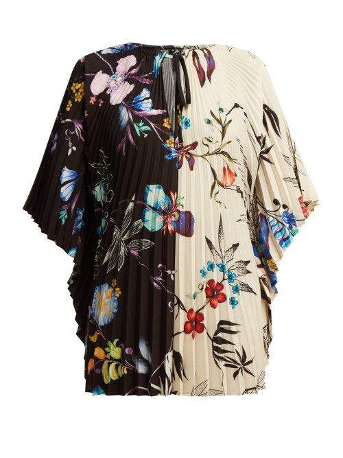 Matchesfashion.com Etro - Garden Of Eden Print Crepe Poncho - Womens - White