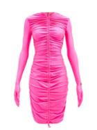 Richard Quinn - Ruched Long-sleeved Mini Dress - Womens - Pink