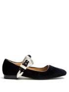 Toga Square-toe Faux-fur Leather Ballet Flats