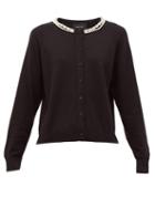 Matchesfashion.com Simone Rocha - Pearl And Crystal Embellished Wool Blend Cardigan - Womens - Black Multi