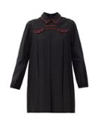 Matchesfashion.com Gucci - Cole Enfantine-embroidered Linen-blend Mini Dress - Womens - Black