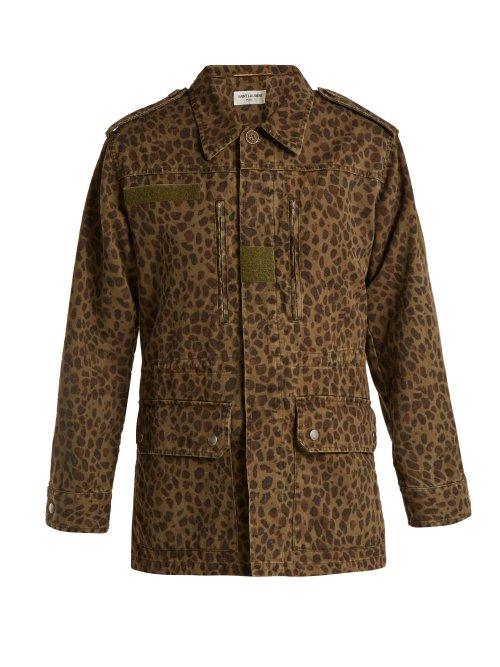 Matchesfashion.com Saint Laurent - Leopard Print Denim Jacket - Womens - Leopard