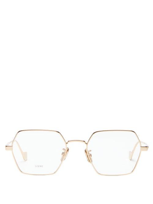 Matchesfashion.com Loewe - Angular-round Acetate Glasses - Mens - Gold