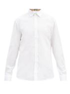 Matchesfashion.com Burberry - Sherwood Checked-trim Cotton-blend Poplin Shirt - Mens - White