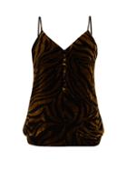 Matchesfashion.com Hillier Bartley - Zebra Print Velvet Cami Top - Womens - Black Gold