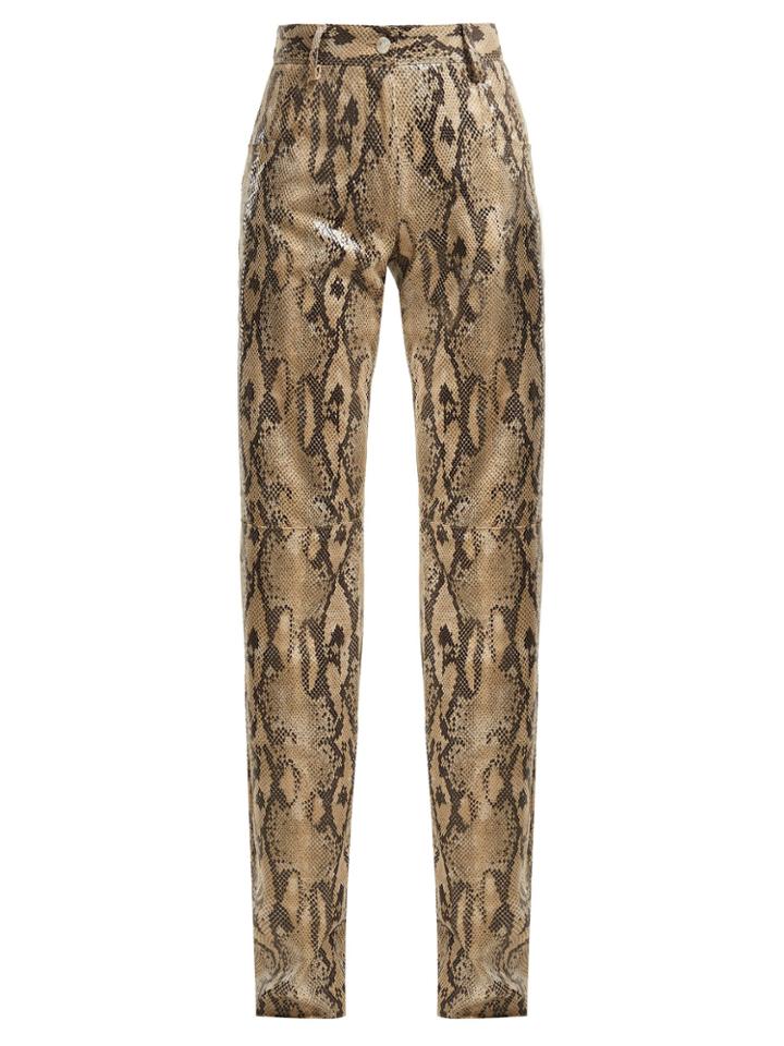Msgm High-waisted Snake-print Trousers