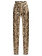 Msgm High-waisted Snake-print Trousers