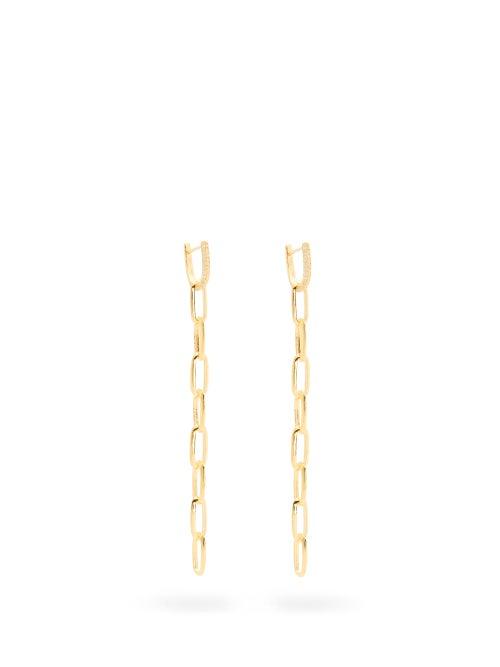 Matchesfashion.com Lizzie Mandler - Diamond & 18kt Gold Chain-drop Earrings - Womens - Yellow Gold