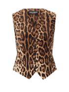 Matchesfashion.com Dolce & Gabbana - Leopard Print Velvet And Satin Waistcoat - Womens - Leopard