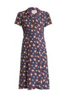 Matchesfashion.com Hvn - Morgan Planet Print Silk Dress - Womens - Navy Print