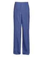 Vince High-rise Wide-leg Chambray Trousers
