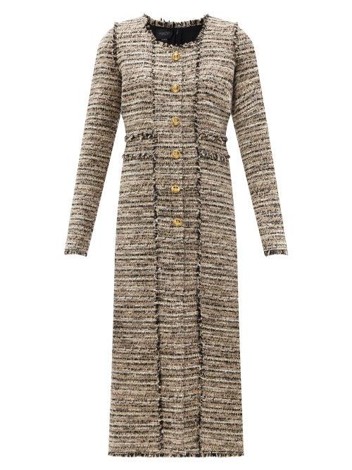 Ladies Rtw Giambattista Valli - Striped Tweed Midi Dress - Womens - Brown Multi