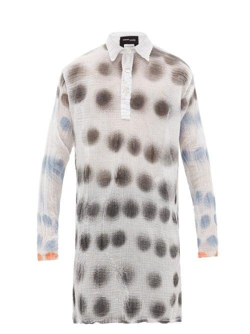Matchesfashion.com Edward Cuming - X Pattern Chineso Polka-dot Cotton-muslin Tunic - Mens - Multi