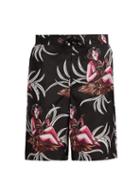 Matchesfashion.com Prada - Hawaiian Print Swim Shorts - Mens - Black Multi