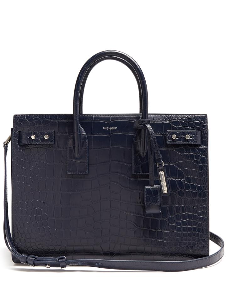 Saint Laurent Sac De Jour Medium Crocodile-effect Leather Tote
