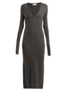 Matchesfashion.com Raey - Deep V Fine Rib Cashmere Dress - Womens - Charcoal