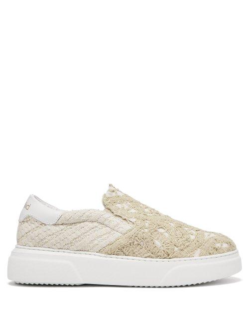 Matchesfashion.com By Walid - 19th Century Lace Panelled Slip On Trainers - Womens - Ivory