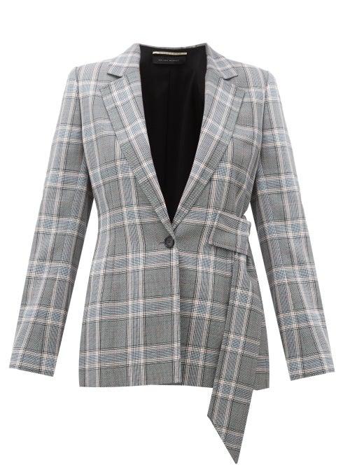 Matchesfashion.com Roland Mouret - Belair Checked Wool Blazer - Womens - Blue Multi