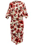 Matchesfashion.com Vivienne Westwood - Infinity Floral Print Draped Velvet Dress - Womens - Red Print