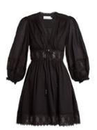 Matchesfashion.com Zimmermann - Iris Corset Waist Cotton Dress - Womens - Black