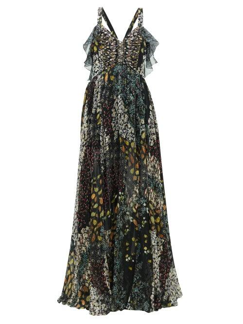 Matchesfashion.com Etro - Uschi Floral-print Silk Maxi Dress - Womens - Black Multi