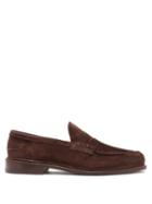 Matchesfashion.com Tricker's - Adam Suede Penny Loafers - Mens - Dark Brown