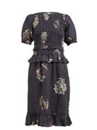 Matchesfashion.com Sir - Aster Tee Rococo Print Linen Dress - Womens - Black Multi