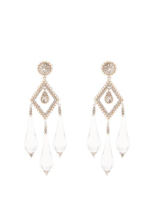 Matchesfashion.com Etro - Teardrop Clip On Earrings - Womens - Clear